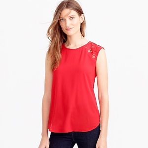 Floral lace-shoulder top